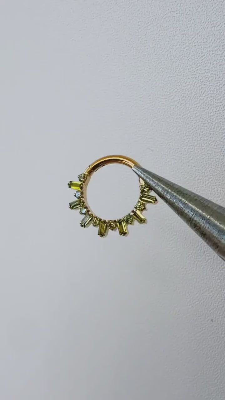 16g dainty cluster rhinestone accents titanium daith hoop, septum piercing, nose ring, daith piercing, nose ring