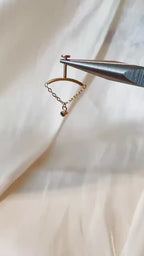 Dainty Gold Diamond CZ Chain F136 Titanium 16G 18g Push Pin Flat Back Vertical Helix Piercing, Vertical rook piercing, hidden rook, flat