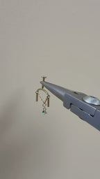 Dainty DANA Gold Moss Agate F136 Titanium 16G 18g Push Pin Flat Back Vertical Helix Piercing, Vertical rook piercing,