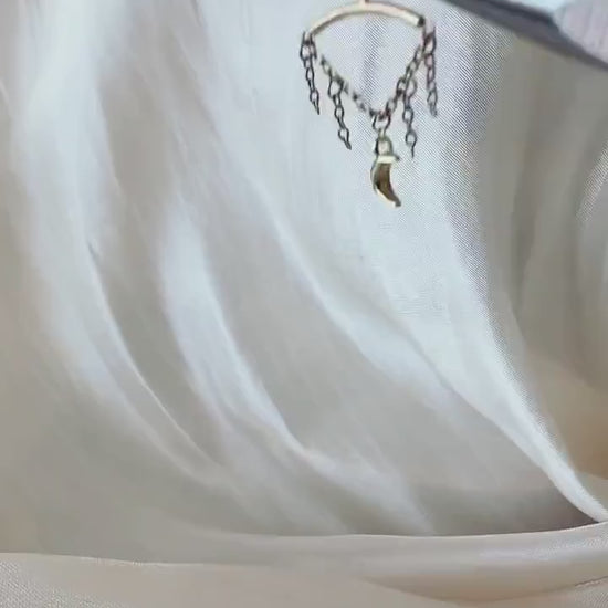 Threadless vertical helix earring with star charm, push pin titanium chain cartilage earring, celestial earrings