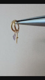 16g 18g 6mm 8mm Dainty Double Hoop Peridot CZ Dangle Charm, Titanium Rook Piercing Hoop, cartilage piercing, helix hoop charm