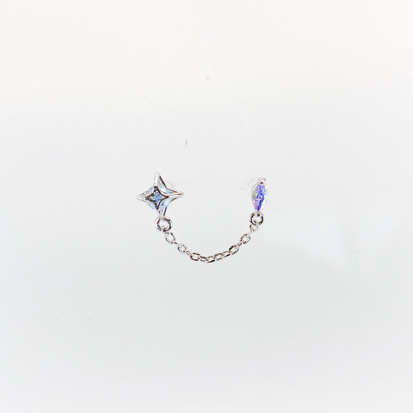 Dainty cz North Star double piercing earrings, earrings, 16 gauge piercings, star earrings, two lobe piercing