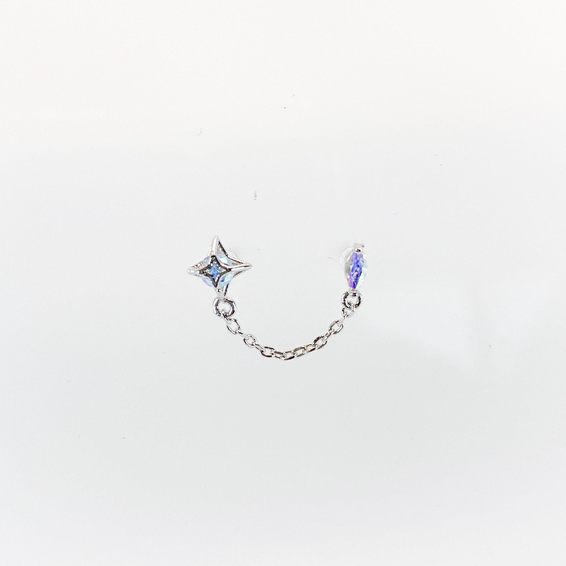 Dainty cz North Star double piercing earrings, earrings, 16 gauge piercings, star earrings, two lobe piercing