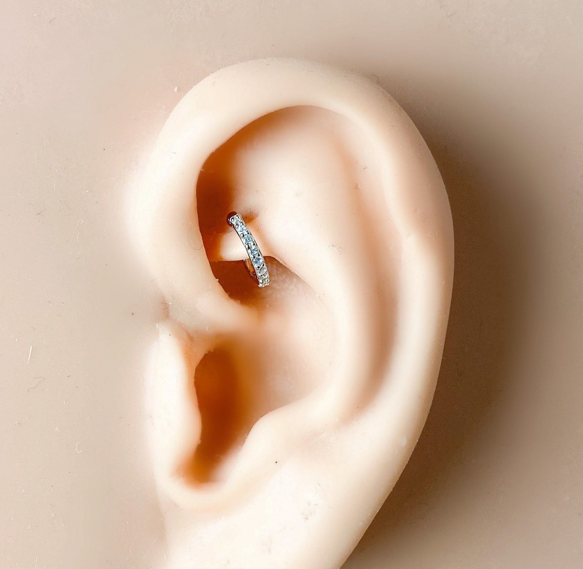 Dainty Cz sterling silver, 18k gold plated rook hoop, rook huggie, hoop huggies, cartilage piercing, cartilage earrings, helix hoops