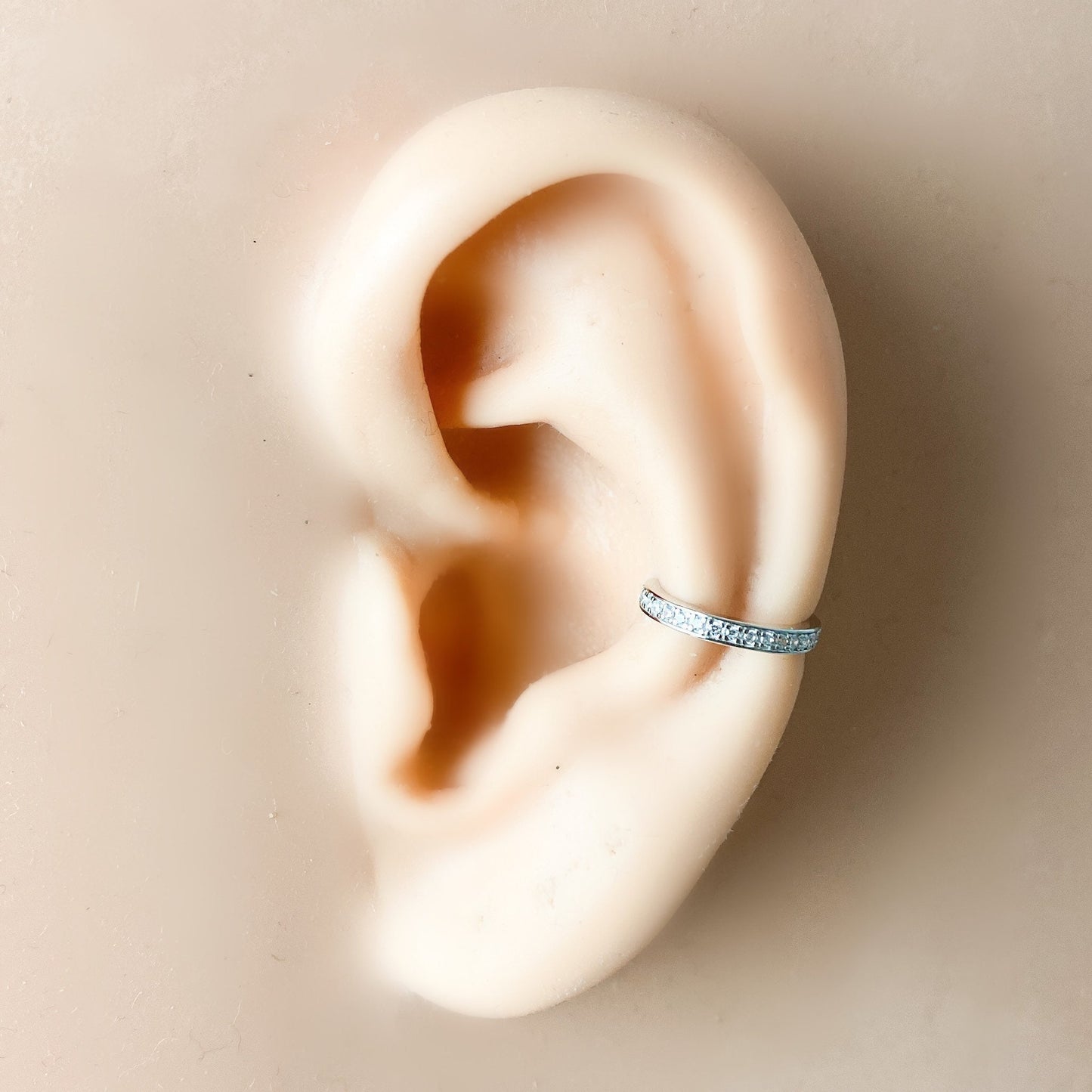 Simple CZ Sterling Silver or 18kt Gold Plated Ear Cuff, Ear Clip On, Hypoallergenic Earrings