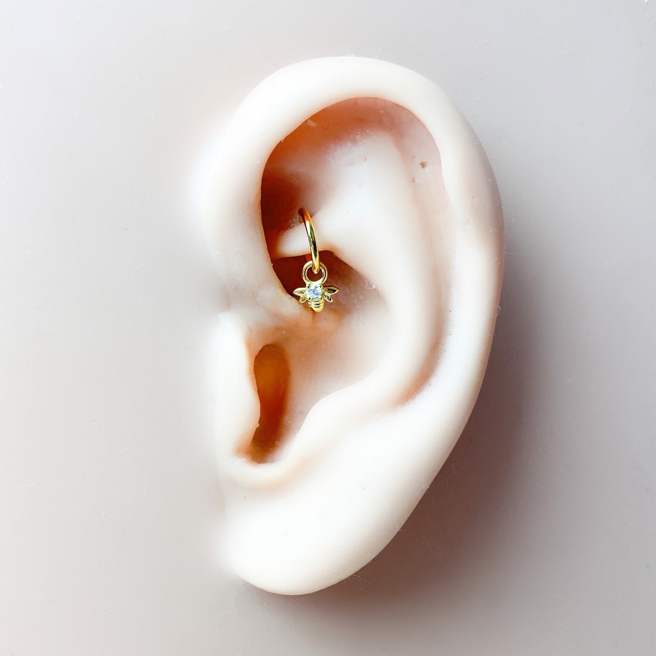 Dainty Little Bee sterling silver, 18k gold plated rook hoop, rook huggie, hoop huggies, cartilage piercing, cartilage earrings