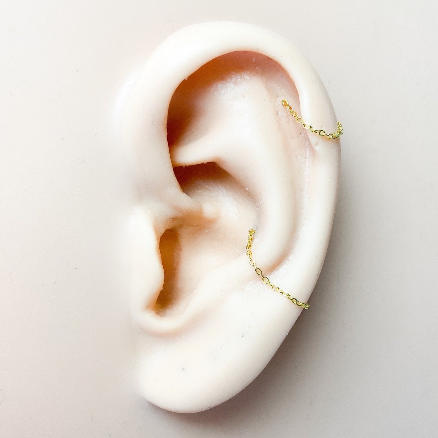 Sterling Silver Thin and Dainty Seamless Chain for helix and conch piercing 18kt gold plated over 925 Sterling Silver ring hoop