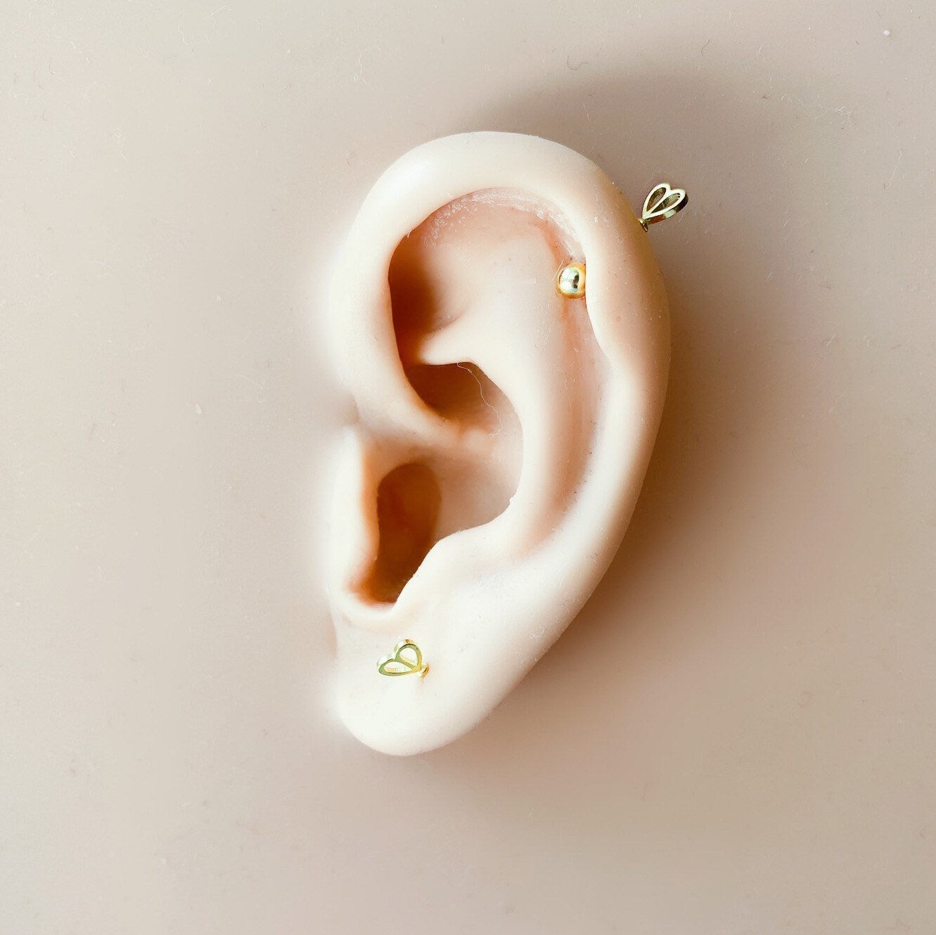 Dainty 18G Heart Key Ear Piercings, sterling silver stud, helix piercing, cartilage piercing, tiny earrings, helix earring, small heart stud