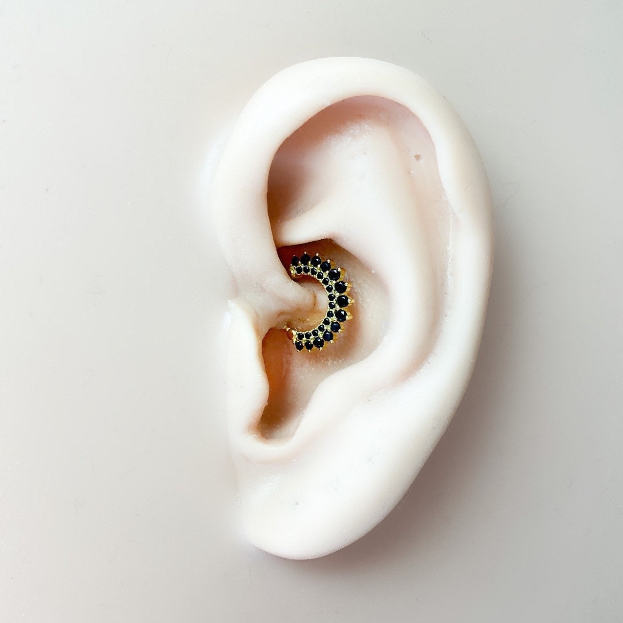 Turquoise 18k gold plated sterling silver daith hoop, elegant cz daith huggies, cartilage piercing, cartilage earrings, helix hoops