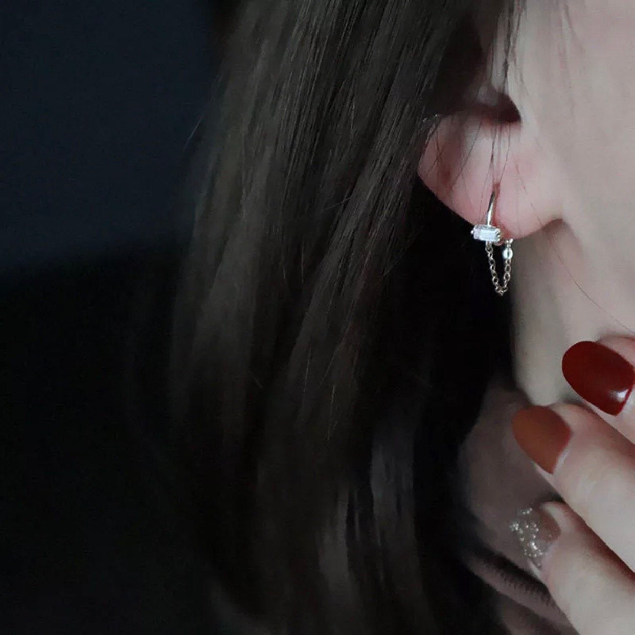 Dainty 18kt gold plated over sterling silver cz baguette hoop earrings round huggie hoop earrings cartilage hoop dainty hoop huggie