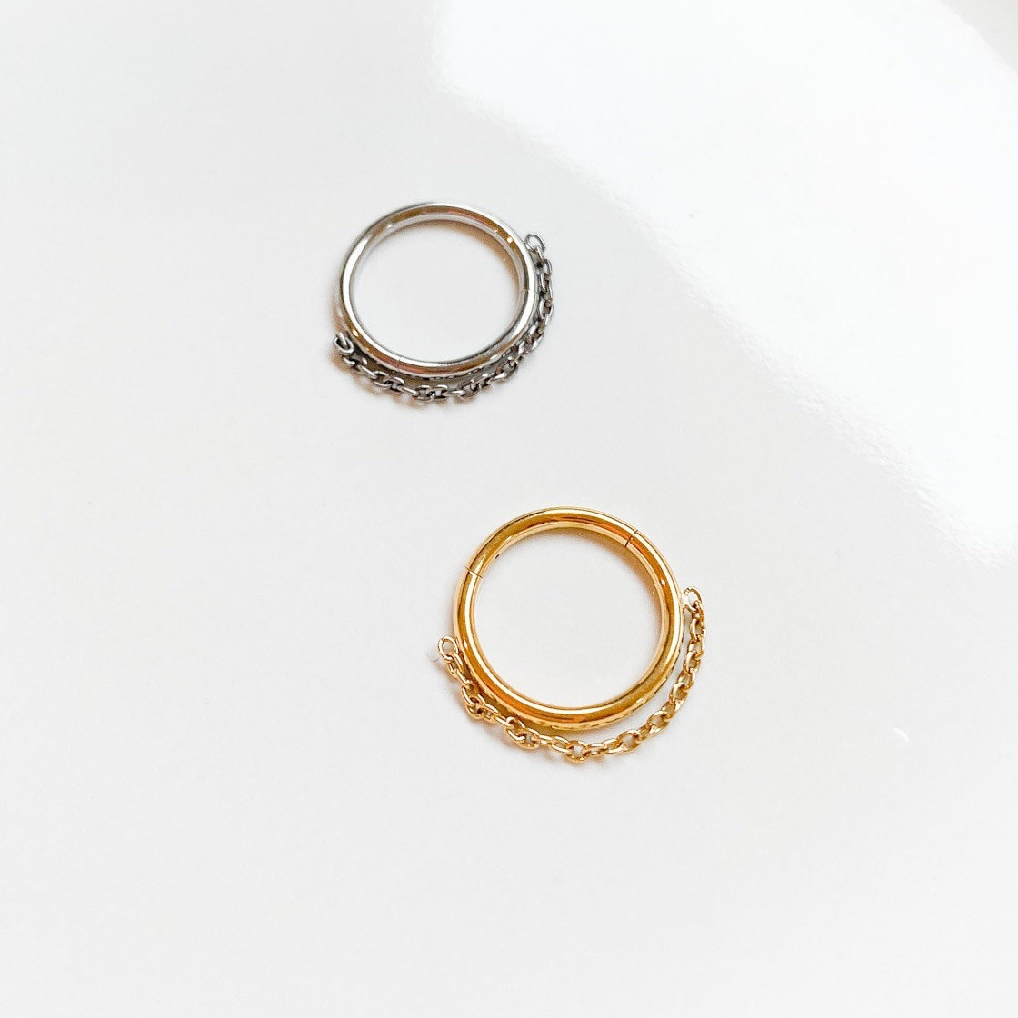 Implant Grade Titanium Chain Hoop conch, septum ring piercing F128 titanium ring hoop cartilage piercing, conch hoop, gold hoop, silver hoop