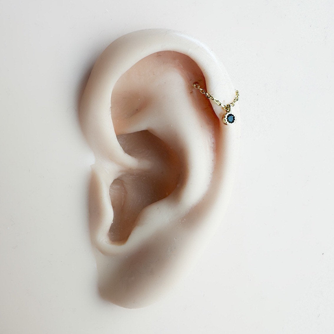 Dainty Black Cz 18kt gold plated sterling silver chain helix piercing, hoop piercing, cartilage piercing, helix hoops, chain earrings