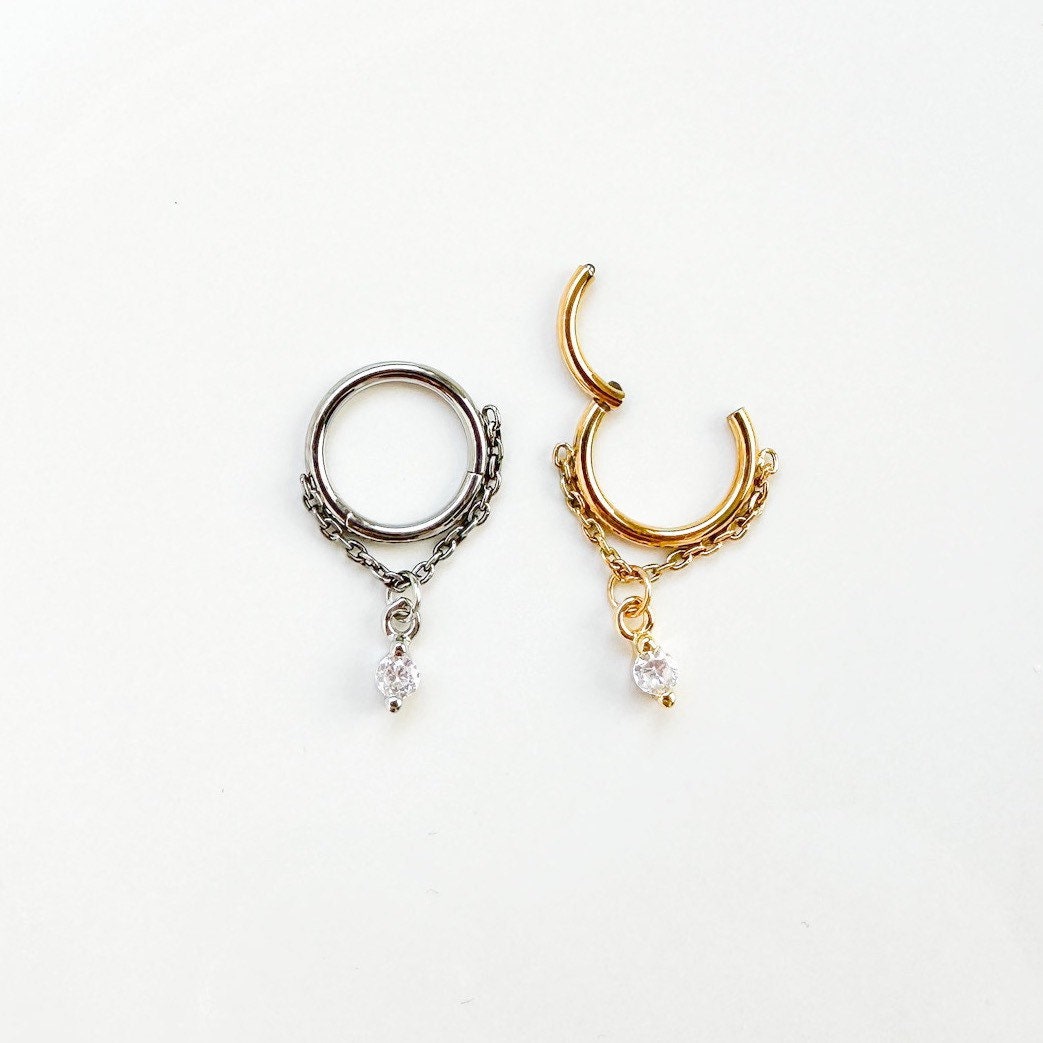 Implant Grade Titanium Chain Hoop conch, septum ring piercing F128 titanium ring hoop cartilage piercing, conch hoop, gold hoop, silver hoop